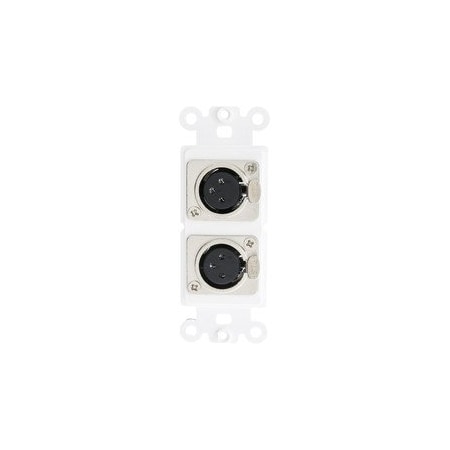 Cable Wholesale Decora Wall Plate Insert, White, Dual XLR Female to Solder Type 301-2005